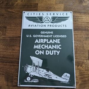Ande Rooney's Cities Service Aviation  Airplane Mechanics Sign